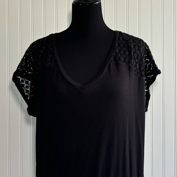 Calvin Klein Swimwear Crochet-Shoulder Tunic Cover Up Women's L/XL Black Dress - Picture 7 of 16